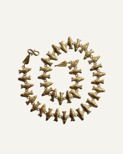 Chunky Vergoldete Fisch-Halskette aus Bronze