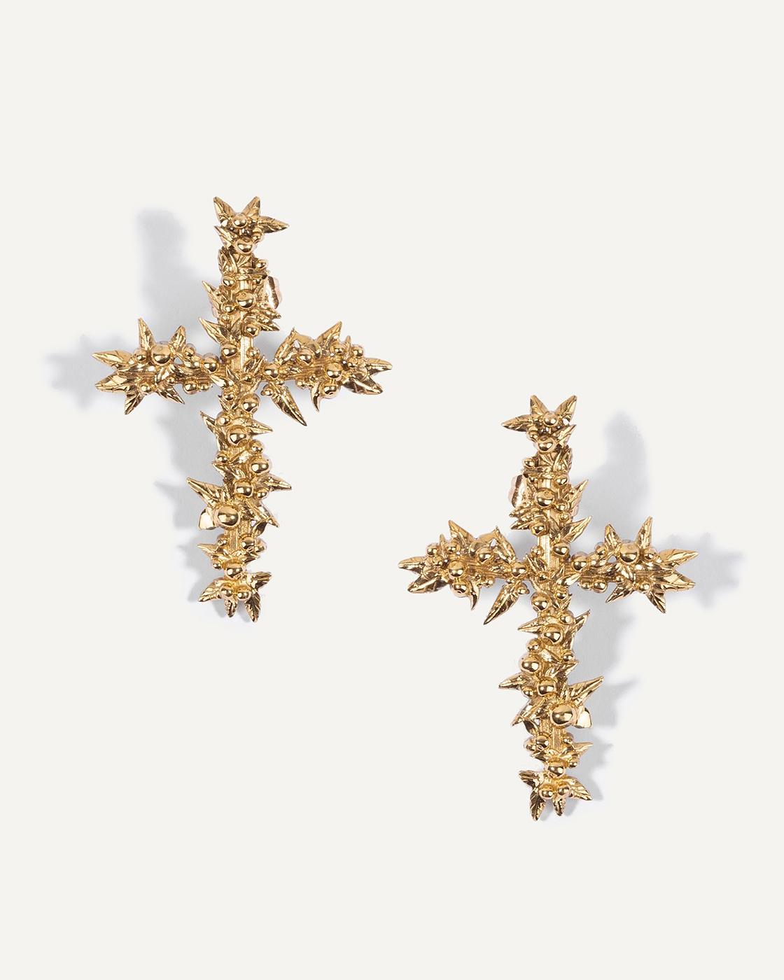 Apfelblütenkreuz-Ohrringe aus solider Bronze