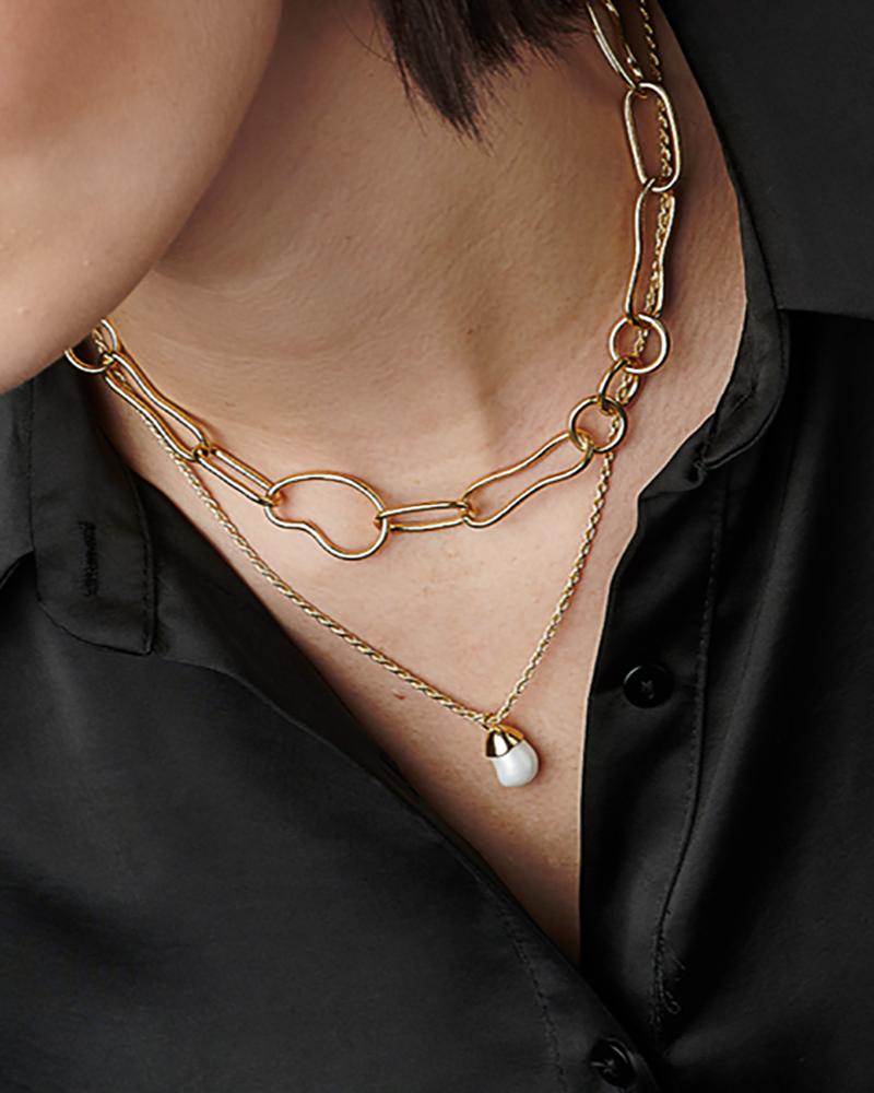 Perla Vergoldete Halskette aus solidem Sterlingsilber mit einer Perle