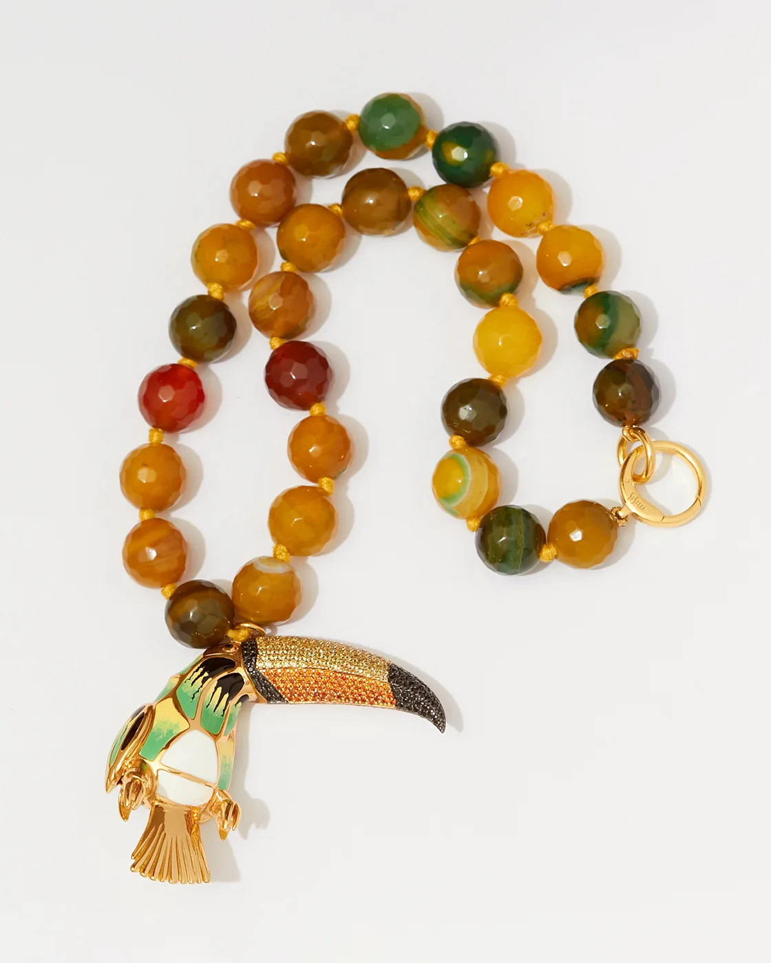 Dschungel-Tiara-Halskette aus Sterlingsilber mit Tukan-Anhänger