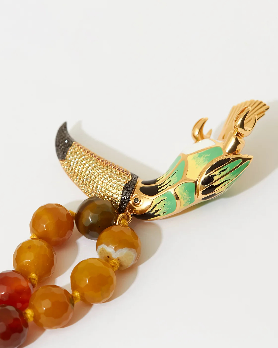 Dschungel-Tiara-Halskette aus Sterlingsilber mit Tukan-Anhänger