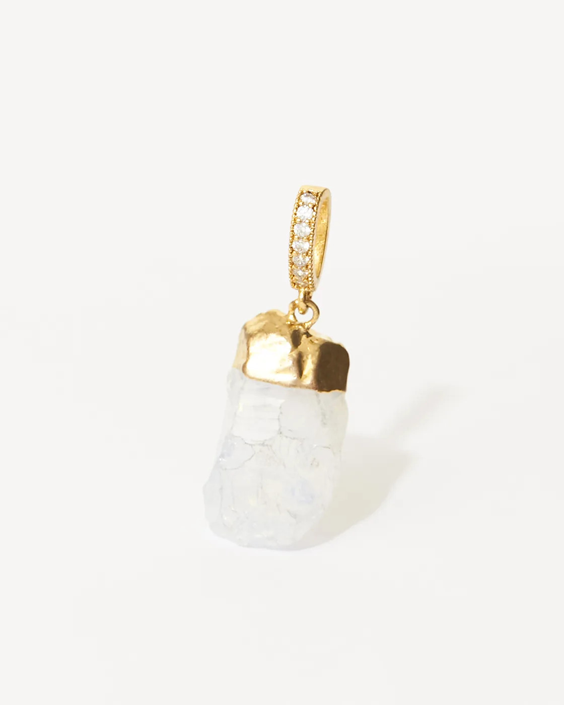 Moonstone Gold-Plated Cubic Zirconia Pendant with Pave connector