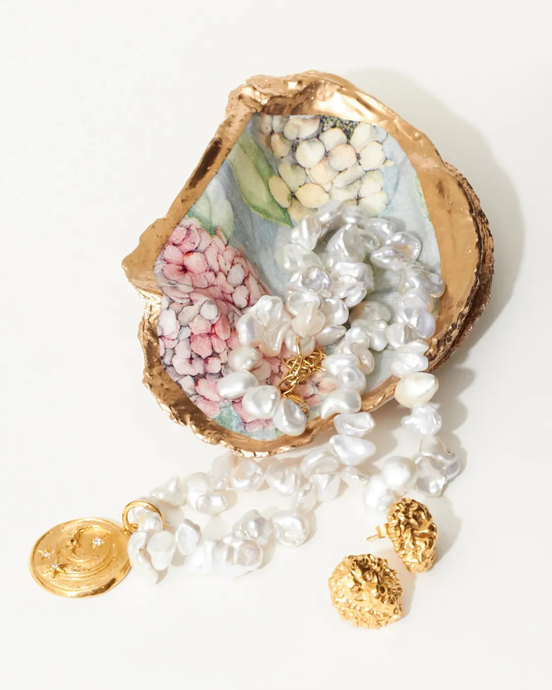 Luna Medium Statement Pearl Necklace with Gold Vermeil Pendant