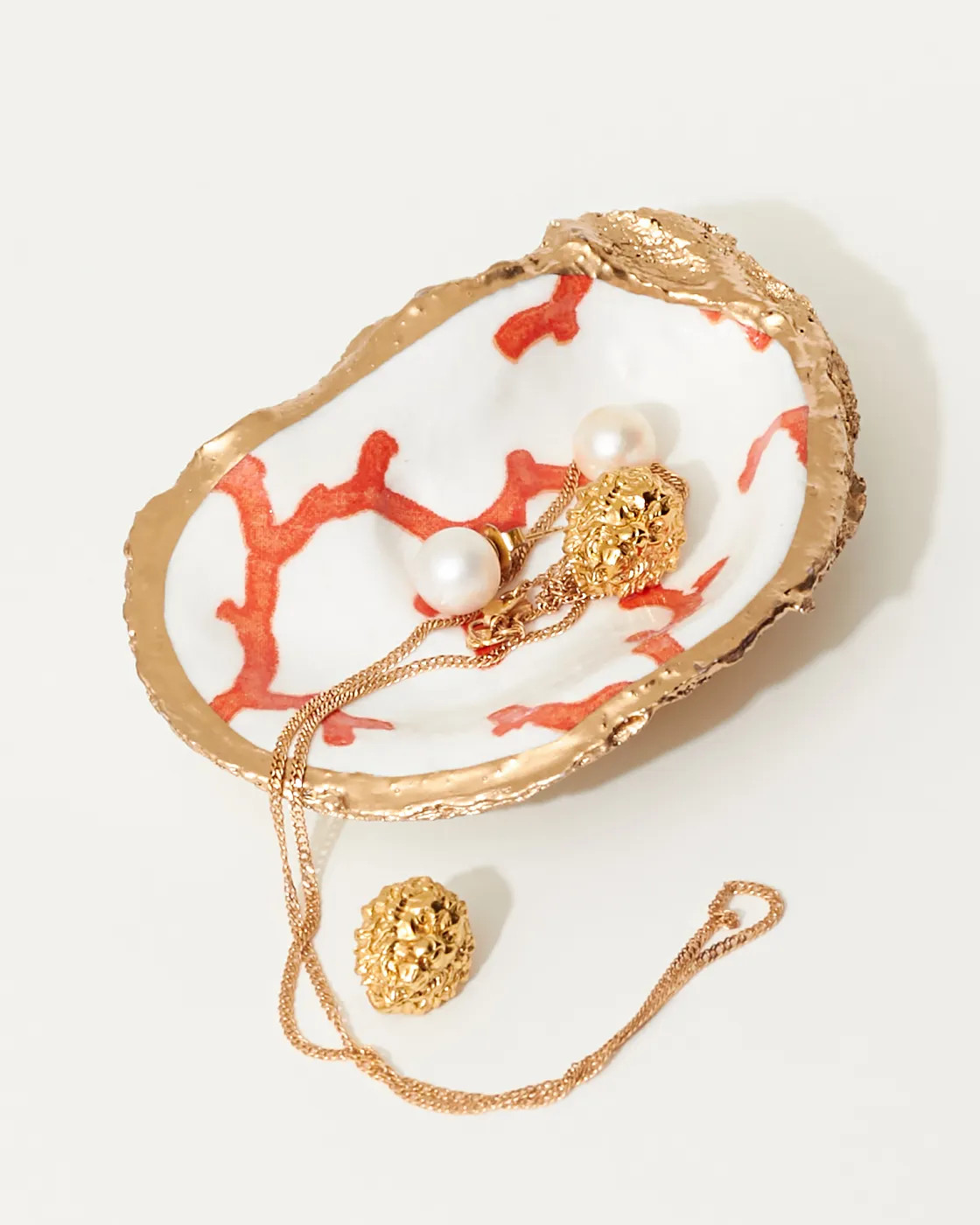 Coral Oyster Jewelry Dish