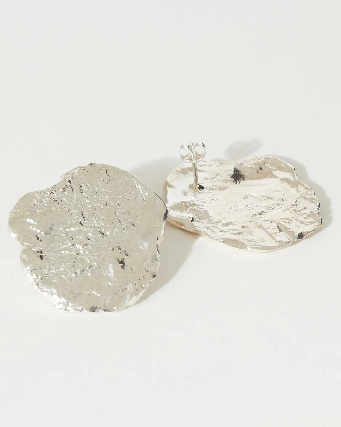 Silver Chunky Crushed Rock Earrings