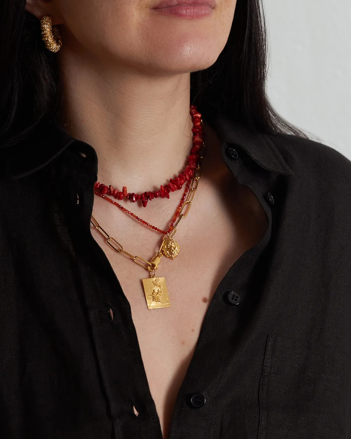 Lovers Yasemi Chain Square Gold Vermeil Pendant Necklace