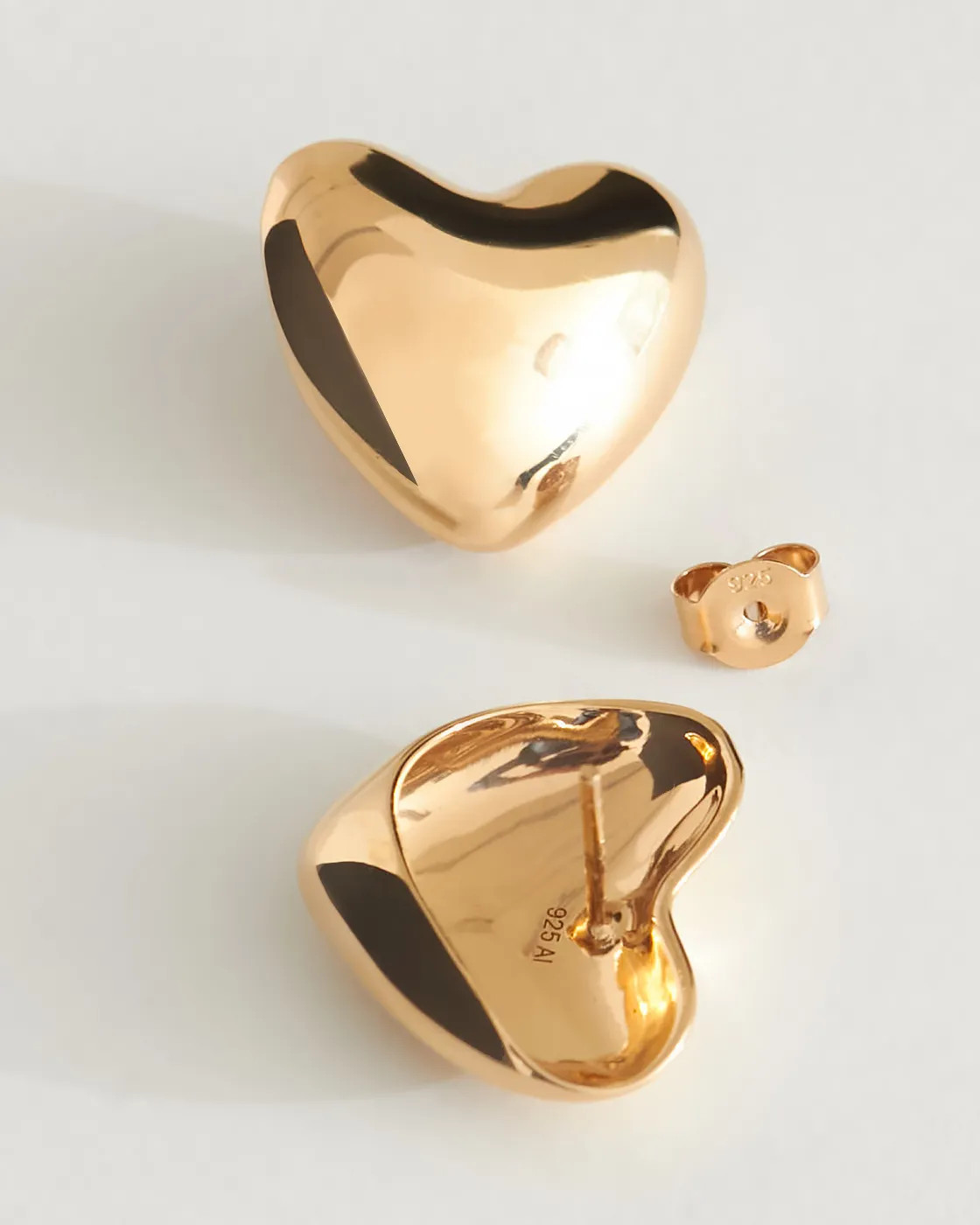 Sinnliche vergoldete Herz-Ohrringe aus Sterlingsilber Gross