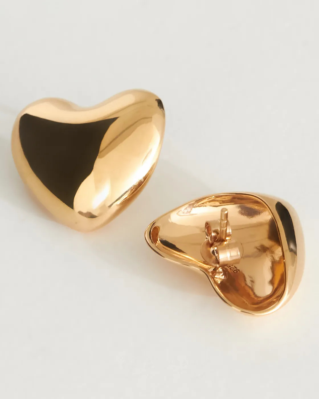 Sinnliche vergoldete Herz-Ohrringe aus Sterlingsilber Gross