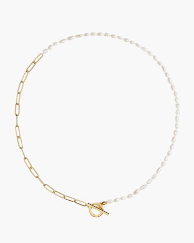 Alba Mixed White Pearl and Gold Chain Necklace