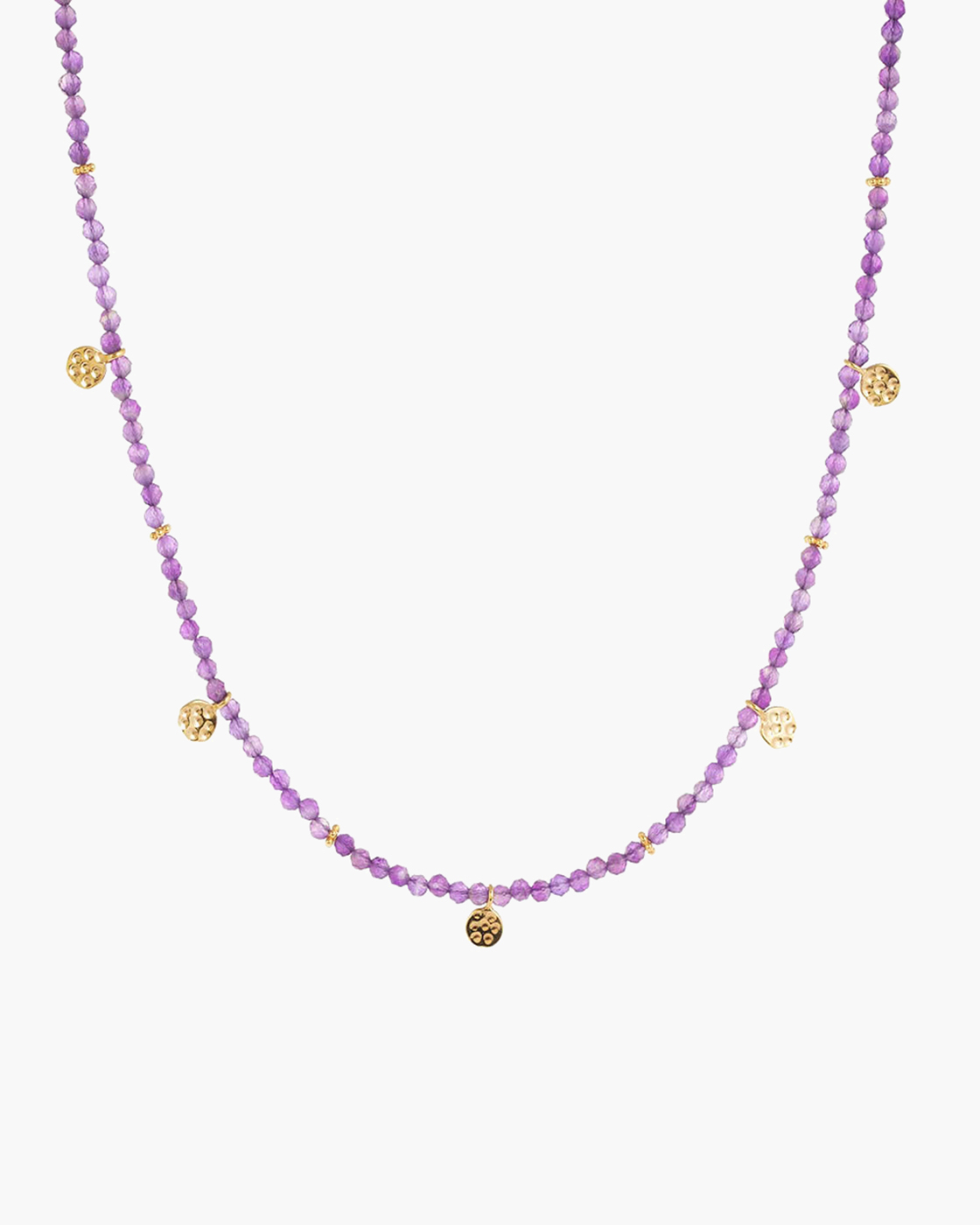Amethyst Halskette mit goldener Umkehrbarkeit und Perlen