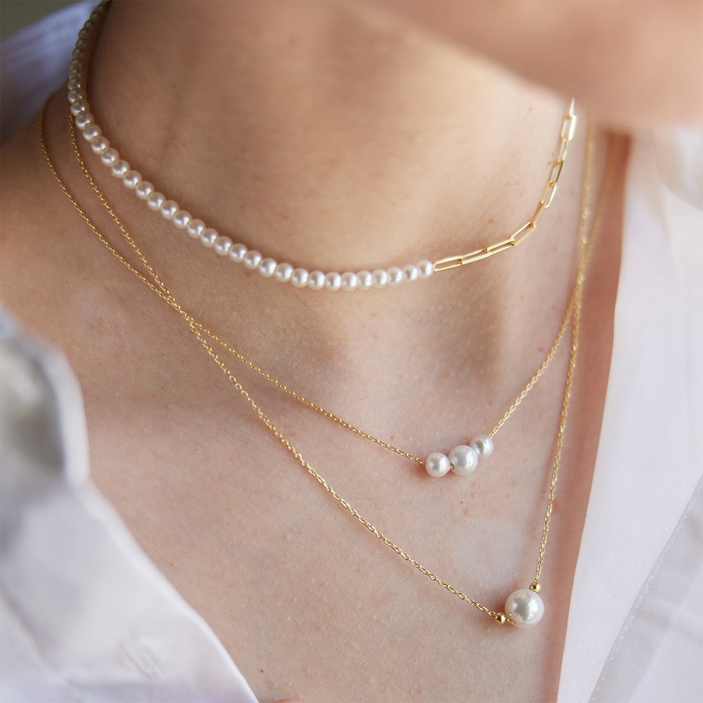 Laura Goldkettchen-Halskette mit einzelner Perle