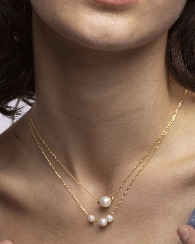 Laura Goldkettchen-Kette mit drei Perlen