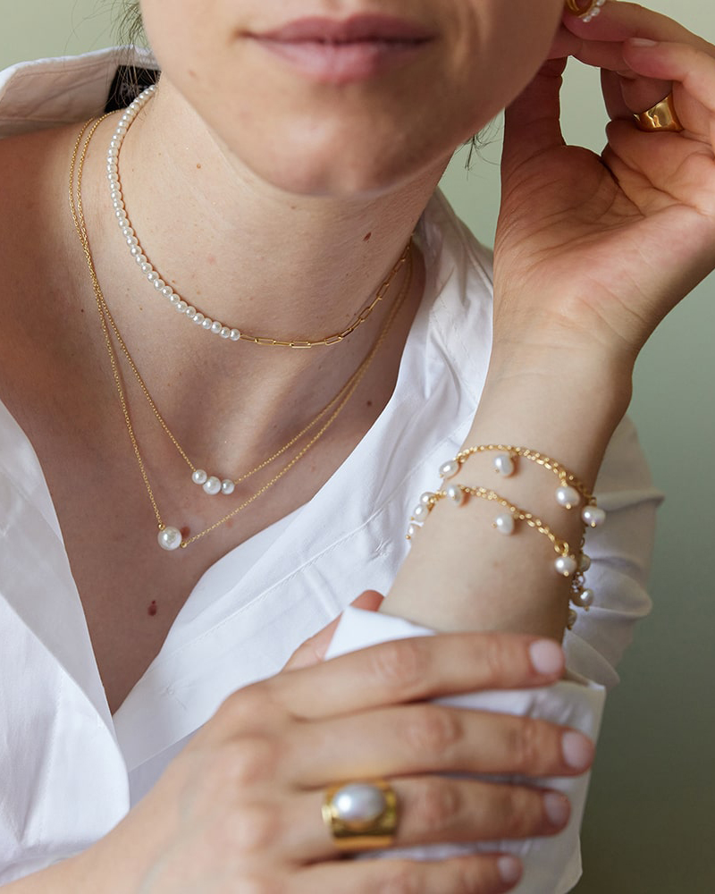Laura Goldkettchen-Kette mit drei Perlen