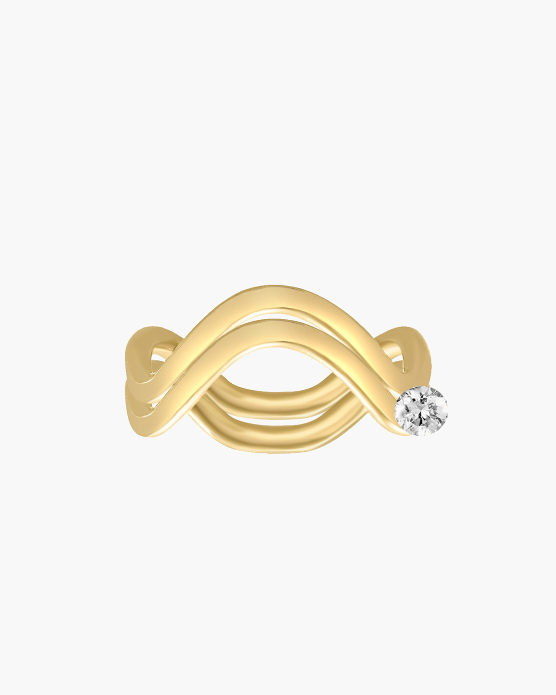 Gelbgold Doppel-Petite-Comete-Ring mit rundem Brillanten zur Verlobung