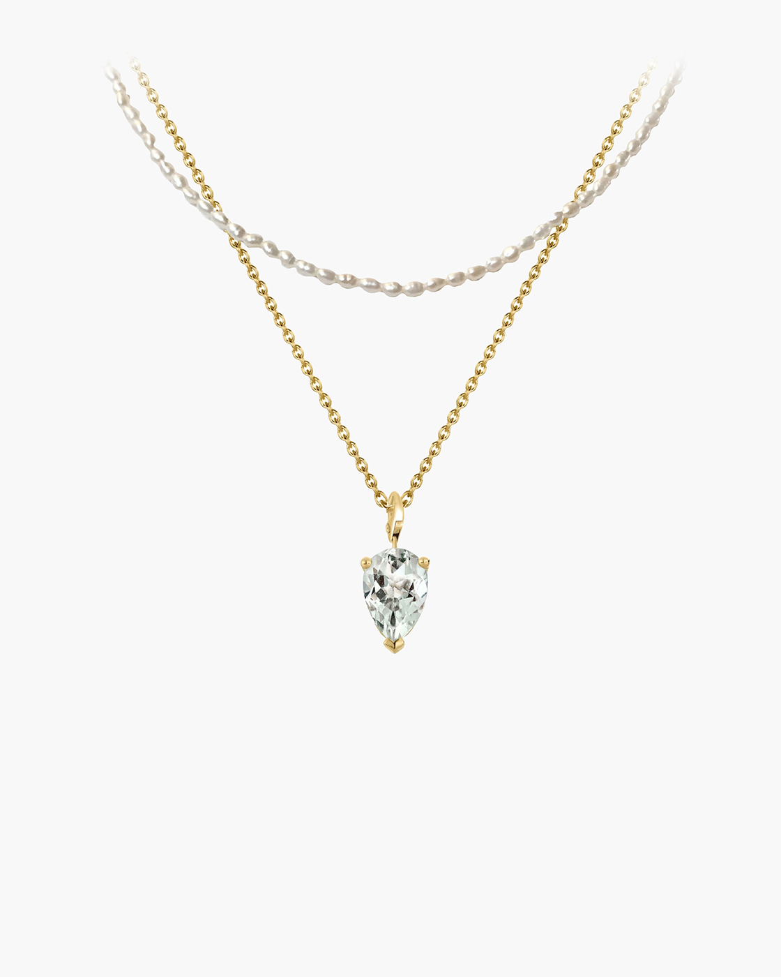 Bloom Perle und Green Amethyst abnehmbarer Charme Goldkette