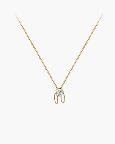Yellow Gold 18k Double C Necklace with a Natural Diamond (0.39ct)