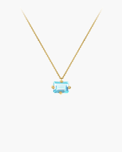 Octogone Light Blue Topaz Gold Necklace