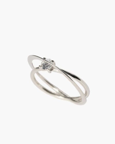 Vollmond Solitaire Weißgold Diamant Ring (Labordiamanten)