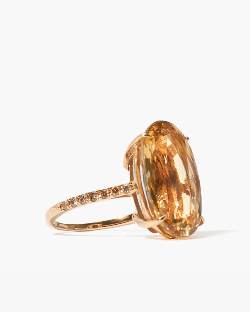 Gold Beryl and Diamond Cocktail Ring in Pink Gold