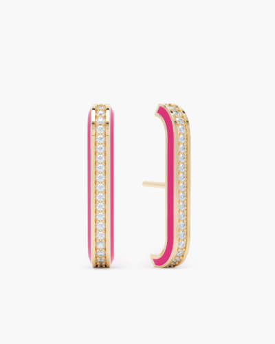 Eternity Pink Emaille Gelbgold Diamant Ohrklemme