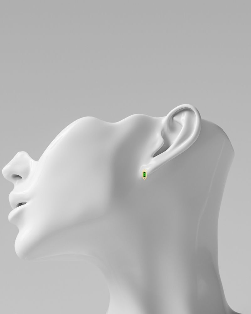 Modern Edge Baguette Tsavorite Geometric Stud Earrings