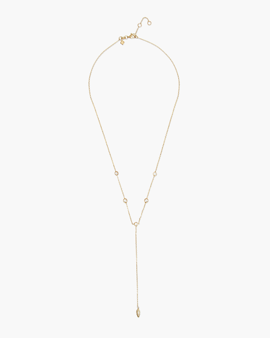Bezel - Set Stone Feather Y Gold Necklace