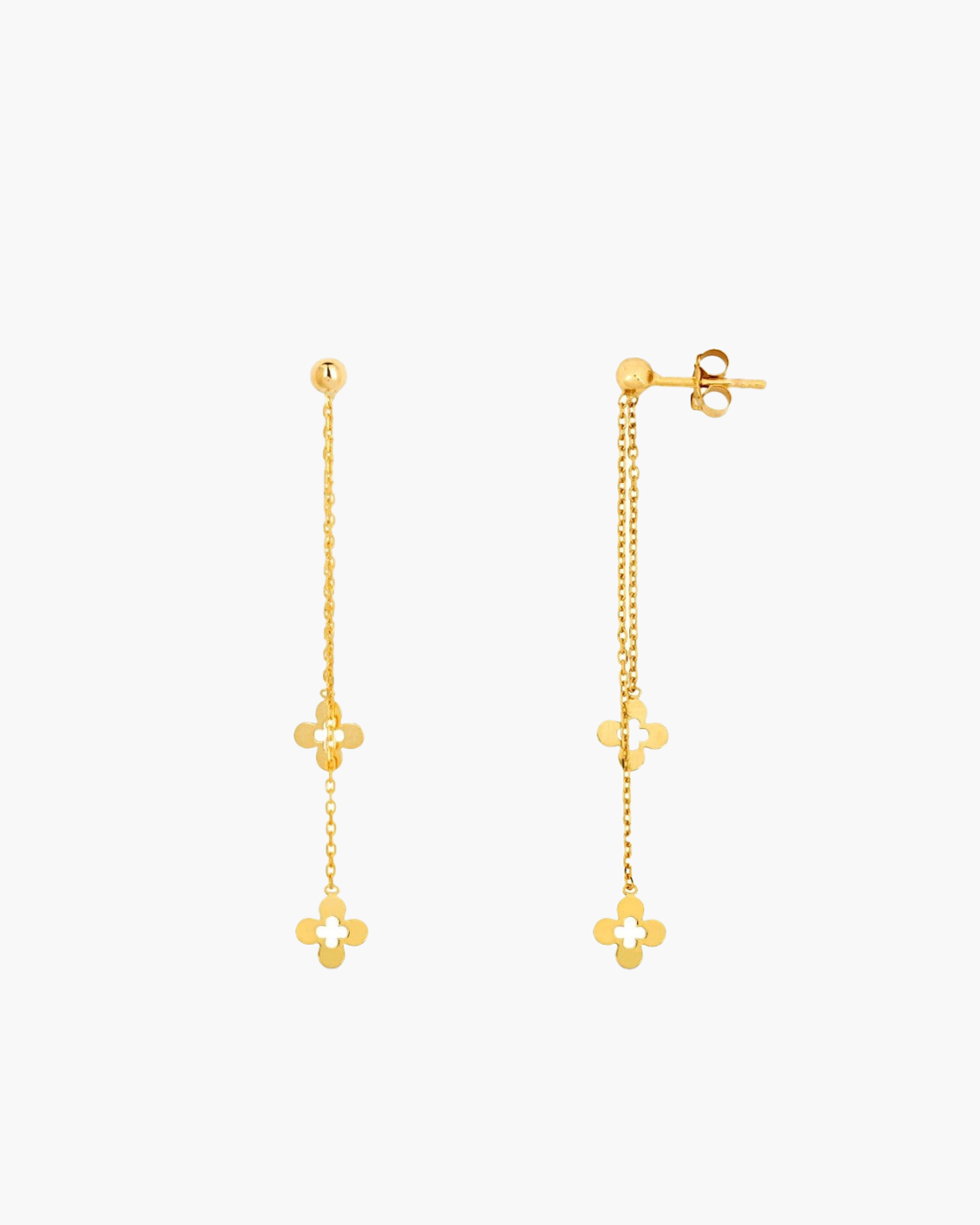 Demeter's Luck Quatrefoil Dangle Chain Drop Earrings